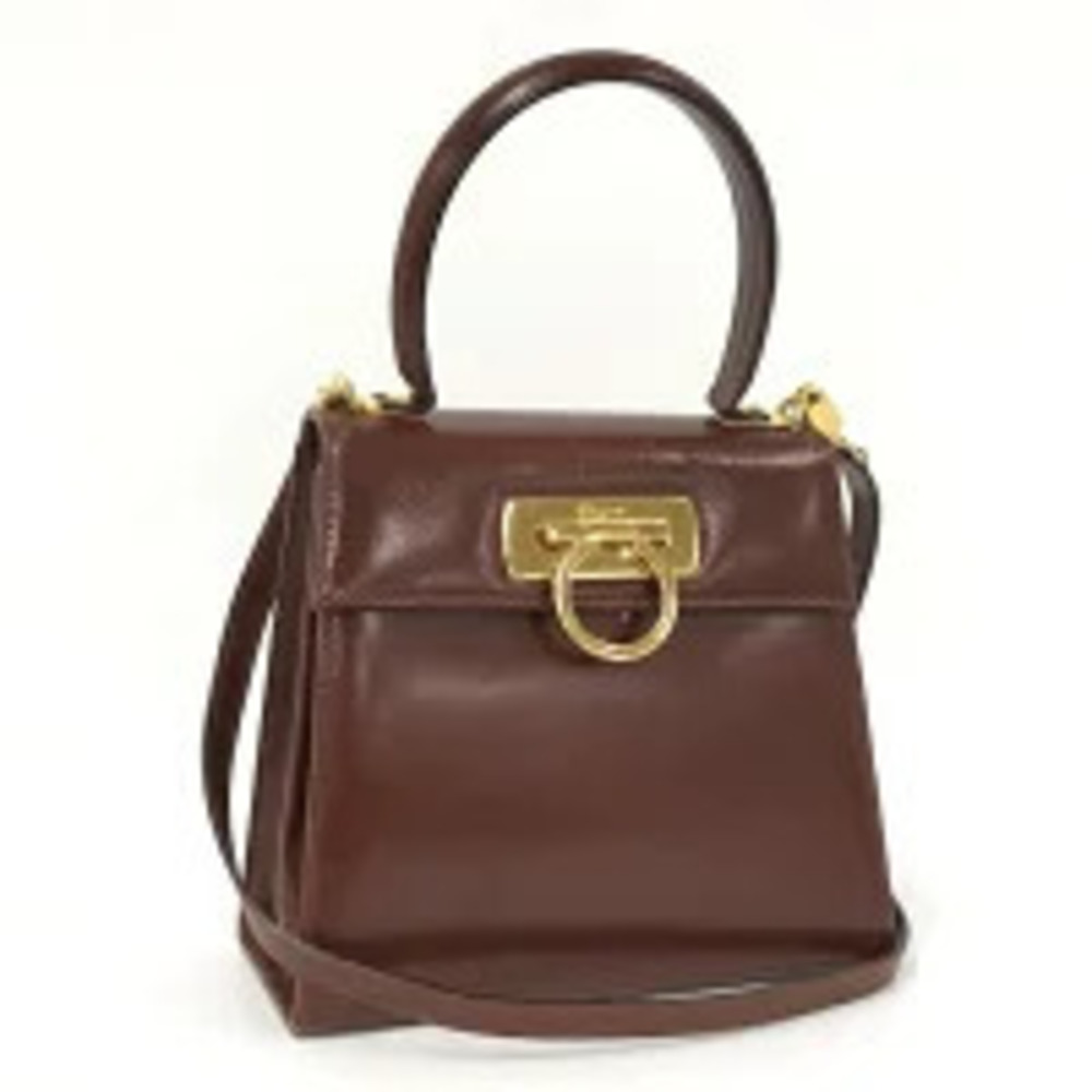 Salvatore Ferragamo shoulder bag leather brown Gancini